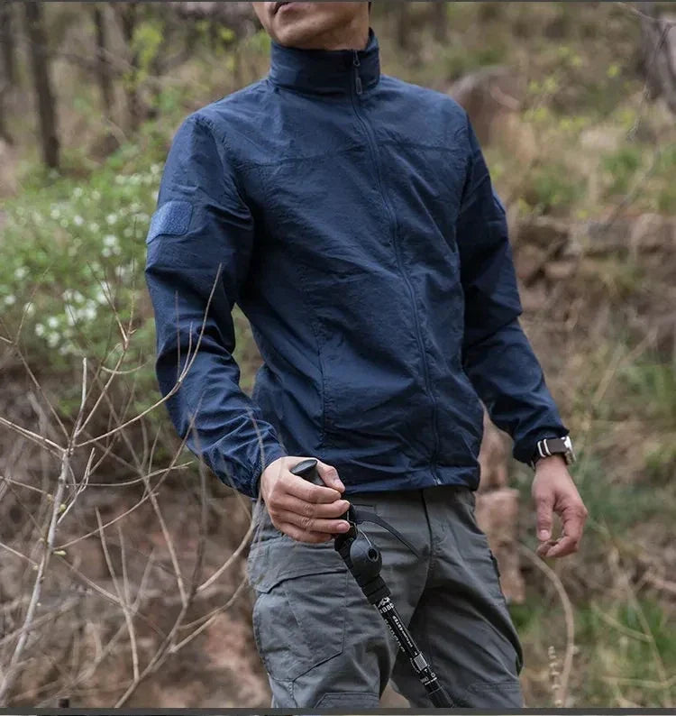 Lightweight Men’s Jacket - Tactical Zip, Polyester, Summer