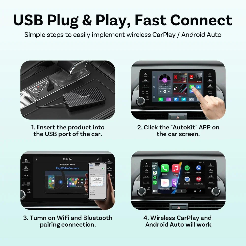 CarPlay Box Wireless AI Car Adapter Built In YouTube Netflix Android Auto 5G WiFi Fall 2025 For Most Cars