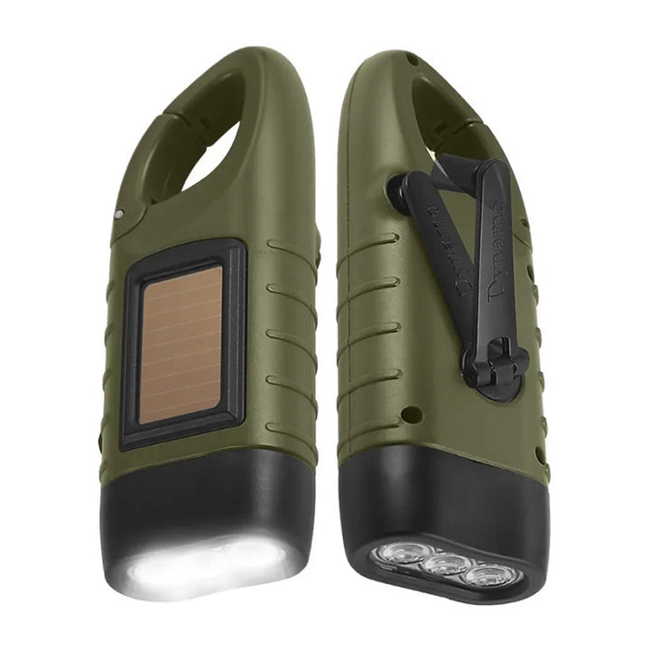 Portable LED Flashlight Tent Light Hand Crank Solar Torch - Outdoor Camping Hiking Emergency Lantern