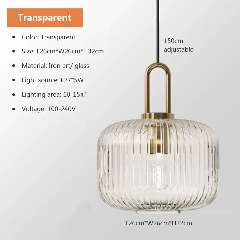 Japandi Glass Pendant Light Japanese Nordic Hanging Lamp Warm