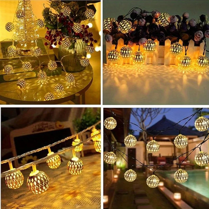 Solar String Lights Moroccan Ball LED Outdoor Waterproof 8 Modes Garden Party Christmas Decor 2026