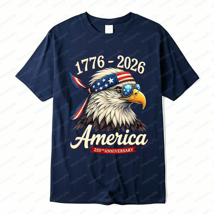 Soft Unisex Bald Eagle Graphic Tee - Short-Sleeve, Durable Cotton, For 250th Anniversary Independence Day Celebration
