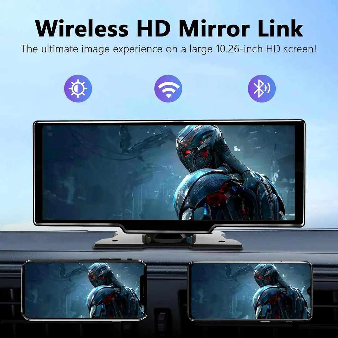 CarPlay Screen 10.26 Inch Wireless CarPlay Android Auto Dash Display Universal Car Radio BT AUX FM
