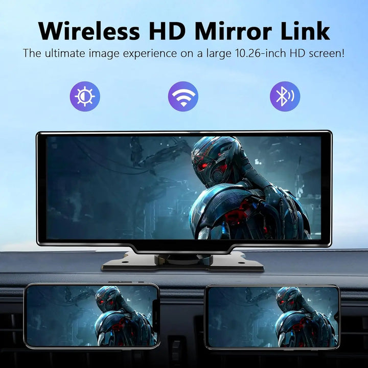 CarPlay Screen 10.26 Inch Wireless CarPlay Android Auto Dash Display Universal Car Radio BT AUX FM