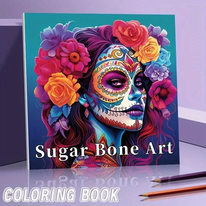 colouring Book Upgraded Thickened Paper Sugar Skull Art Halloween Trend Gift Idea 22 Pages