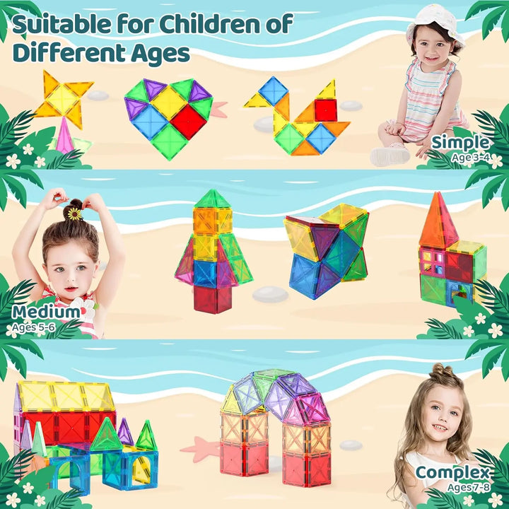 Magnetic Tiles Travel Set 56 Piece Portable STEM Building Blocks For Kids Screen Free Educational Gift Fall 2025