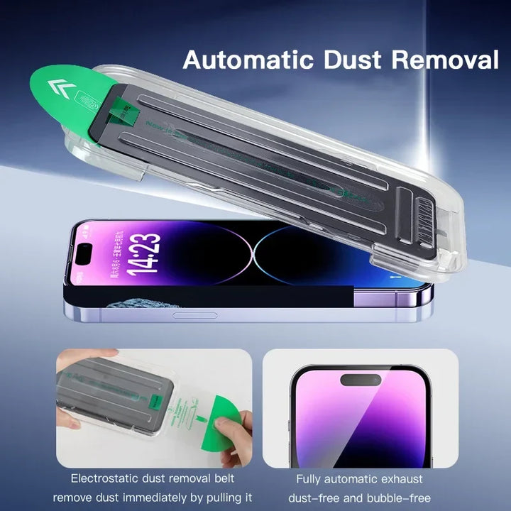 Privacy Tempered Glass Screen Protector for iPhone 16 15 14 13 12 - Anti-Spy Auto-Dust Removal Shield