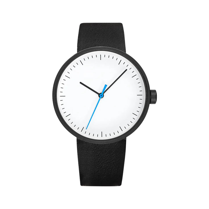 Classic unisex quartz wristwatch – leather strap, round dial, minimalist everyday timepiece