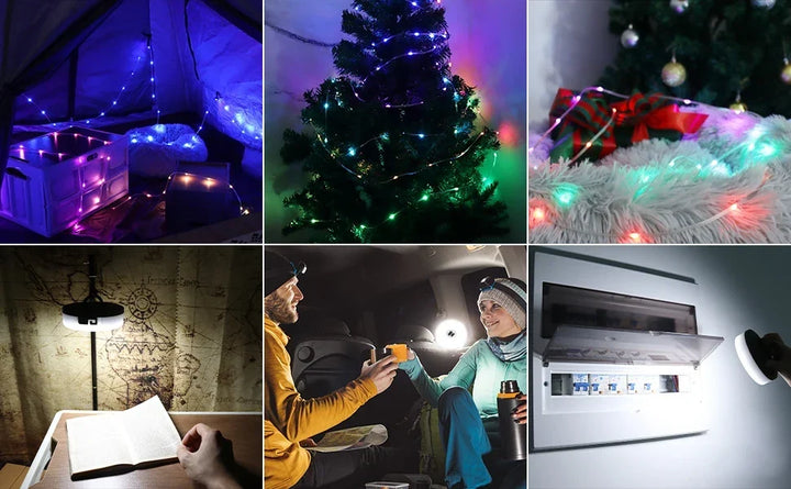 2-in-1 LED Reel Camping String Light – USB Rechargeable Portable Atmosphere Lantern Garden Tent Decor 2026
