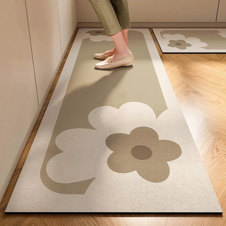 Japanese Minimalist Cream Anti Slip Floor Mat Kitchen
