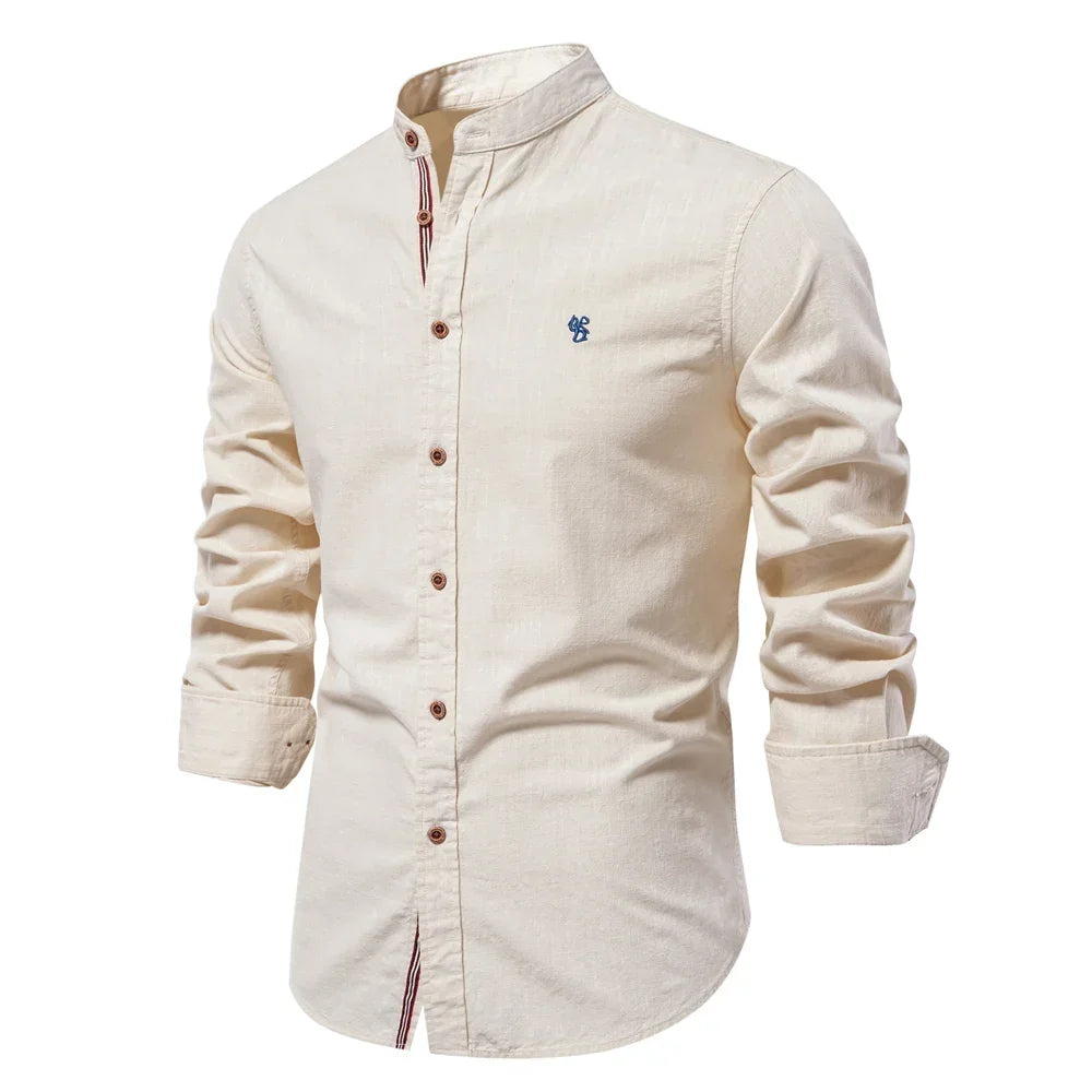 Cotton Long Sleeve Shirt for Men - Solid color Casual Wear, High Quality