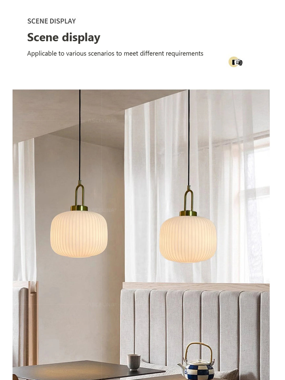 Japandi Glass Pendant Light Japanese Nordic Hanging Lamp Warm