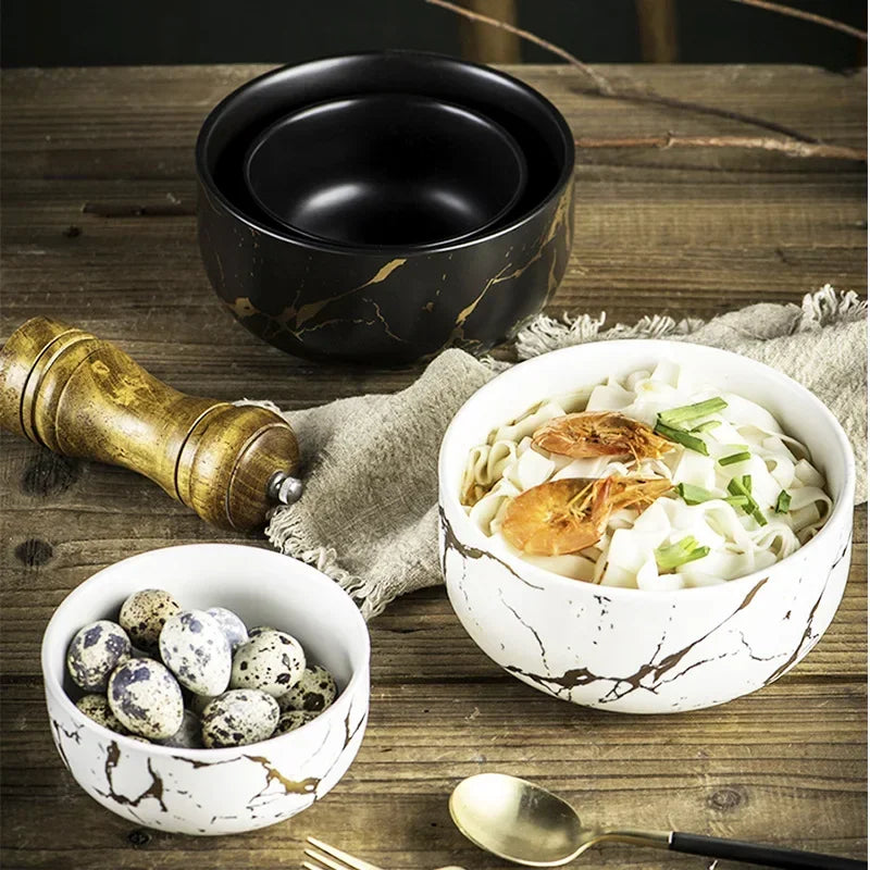 Marble Ceramic Bowl Set Nordic Tableware Minimalist