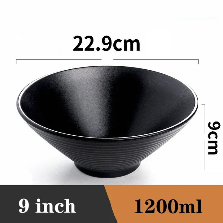 Ramen Bowl Black Plastic Japanese Style Noodle Bowl