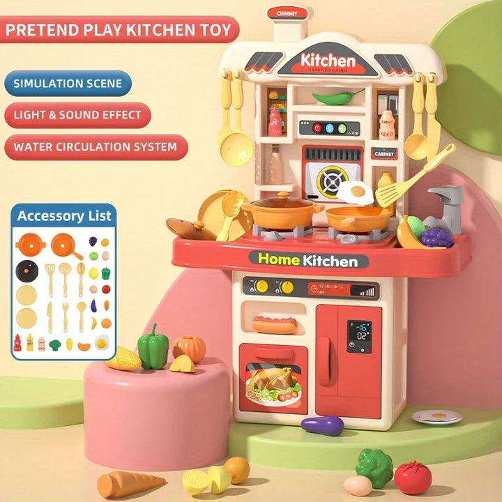 Kids Interactive Kitchen Play Set - Realistic Cooking Toys with Light &amp; Sound for Ages 3+, Fun Gift for Boys &amp; Girls