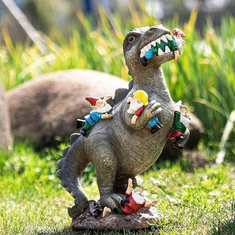Dinosaur Statue 17cm Resin Garden Figurine - Humorous Fantasy Sculpture for Outdoor Decor, TikTok Viral Fall 2026 Gift