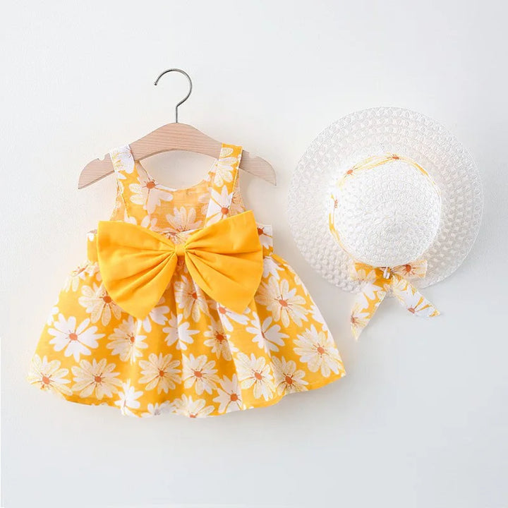 Soft baby girl dress – floral a-line, flowy cotton-polyester, for summer beach party