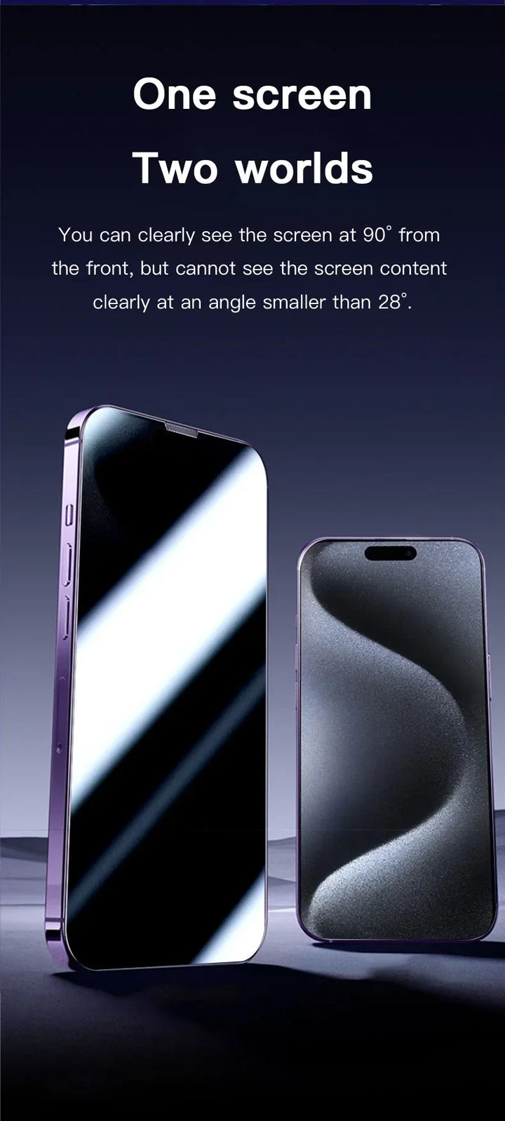 Privacy Tempered Glass Screen Protector for iPhone 16 15 14 13 12 - Anti-Spy Auto-Dust Removal Shield