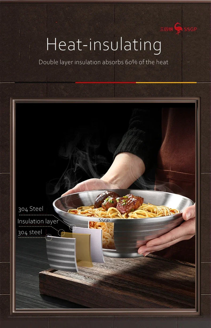Stainless Steel Ramen Bowl 1.4L Insulating Christmas Gift