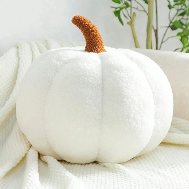 Plush Pumpkin Cushion – Cozy Sherpa &amp; Boucle Throw Pillow for Fall &amp; Halloween Home Decor, Ideal Gift for Kids and Babies