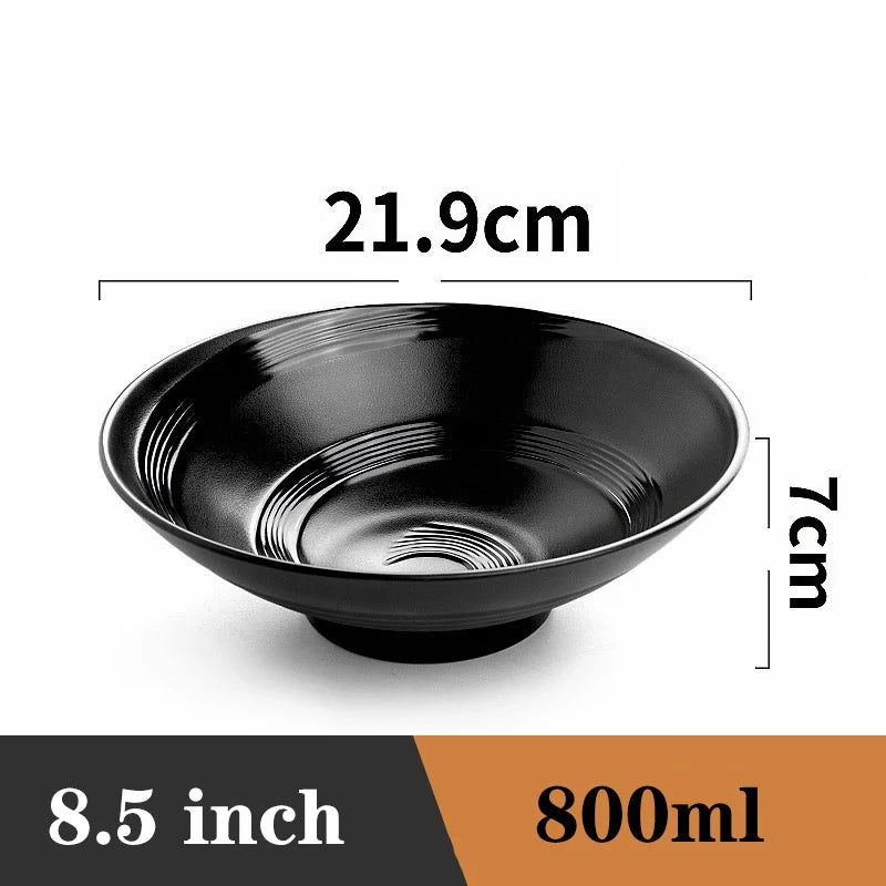 Ramen Bowl Black Plastic Japanese Style Noodle Bowl