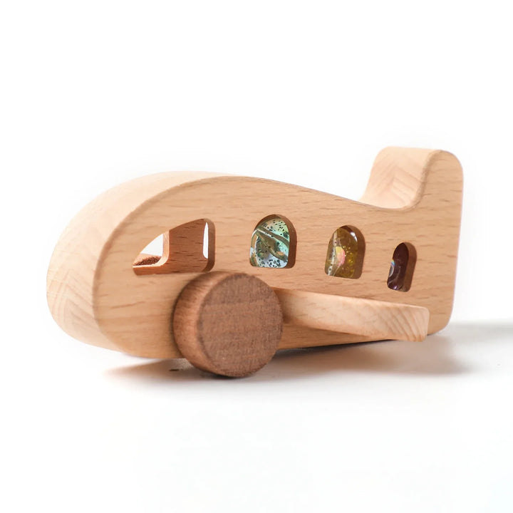 Wooden Montessori Plane Educational Toy for 3-4 Year Olds with colourful Glass Beads for Learning and Creative Play