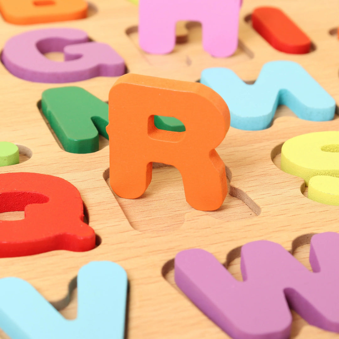 colourful Wooden Alphabet Number Puzzle for Kids Educational Game