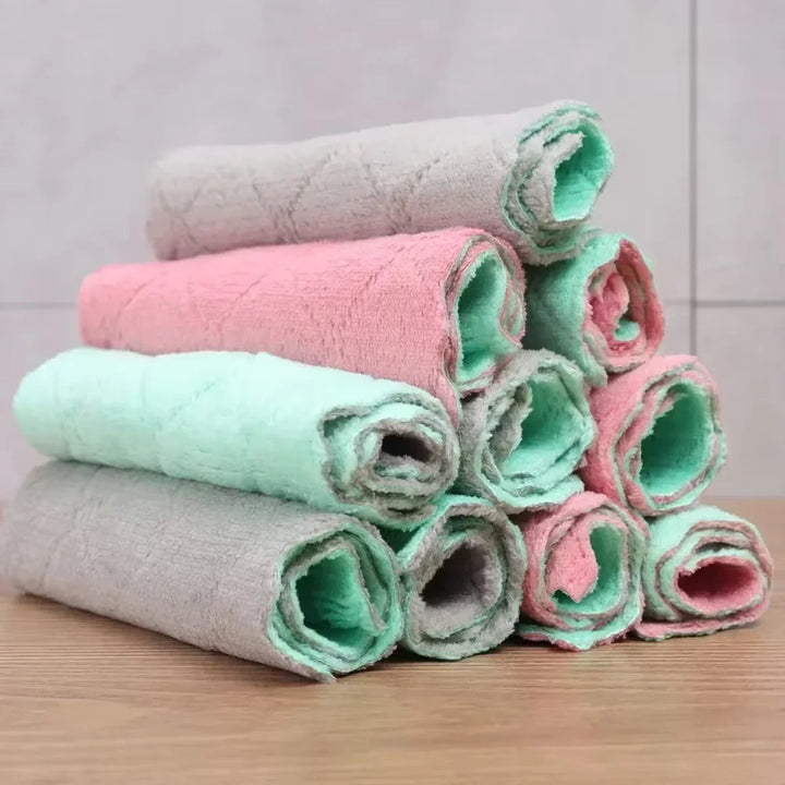 Reusable Cotton Dishwashing Cloths - 10-Pack Household Cleaning Towels in Random colours
