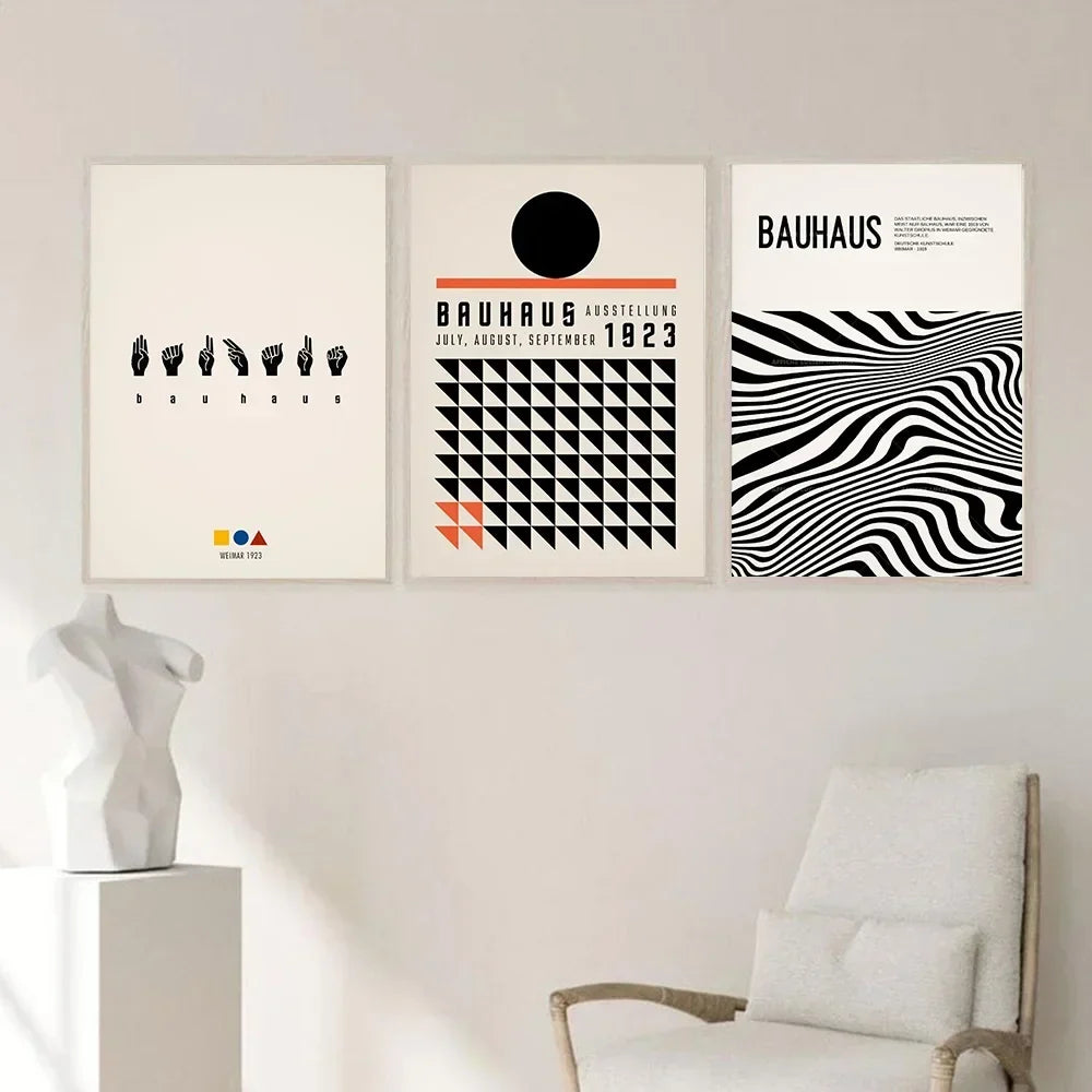 Bauhaus Canvas Wall Art Print Pink Quote Modern Nordic