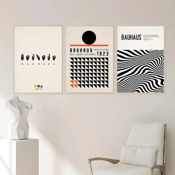 Bauhaus Canvas Wall Art Print Pink Quote Modern Nordic
