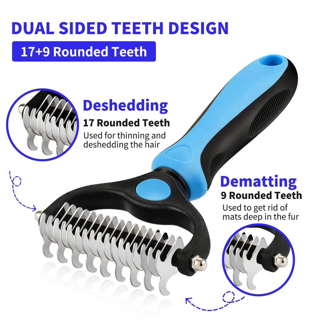 Pet Grooming Care Deshedding Brush for Dogs &amp; Cats - Fur Remover &amp; Knot Cutter Comb