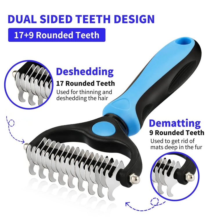 Pet Grooming Care Deshedding Brush for Dogs &amp; Cats - Fur Remover &amp; Knot Cutter Comb