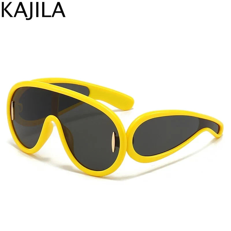 Sunglasses White Frame Oversized Wave Mask Goggles Y2K Punk Steampunk Eyewear TikTok Viral 2026