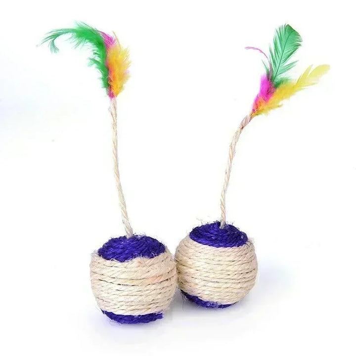 1Pc Sisal Scratching Ball Cat Toy - Interactive Training Toy for Kittens