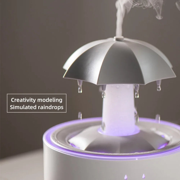 Rotating Umbrella Water Drop Humidifier with Night Lights, Essential Oil Aroma Diffuser for Home, Mute Spray, 300ML Capacity