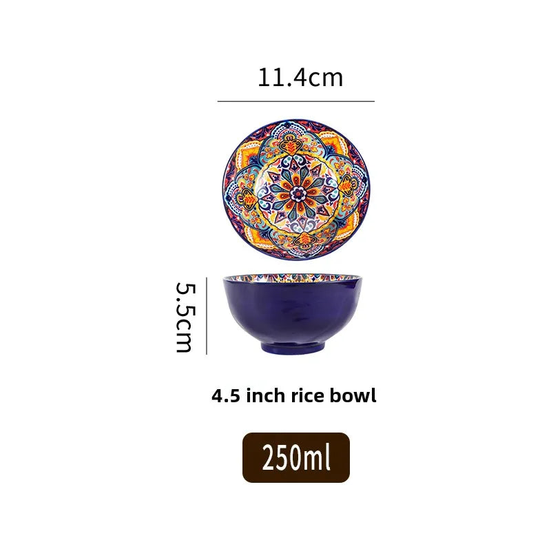 Bohemian Ceramic Rice Bowl Retro Noodle Bowl Kitchen Gift