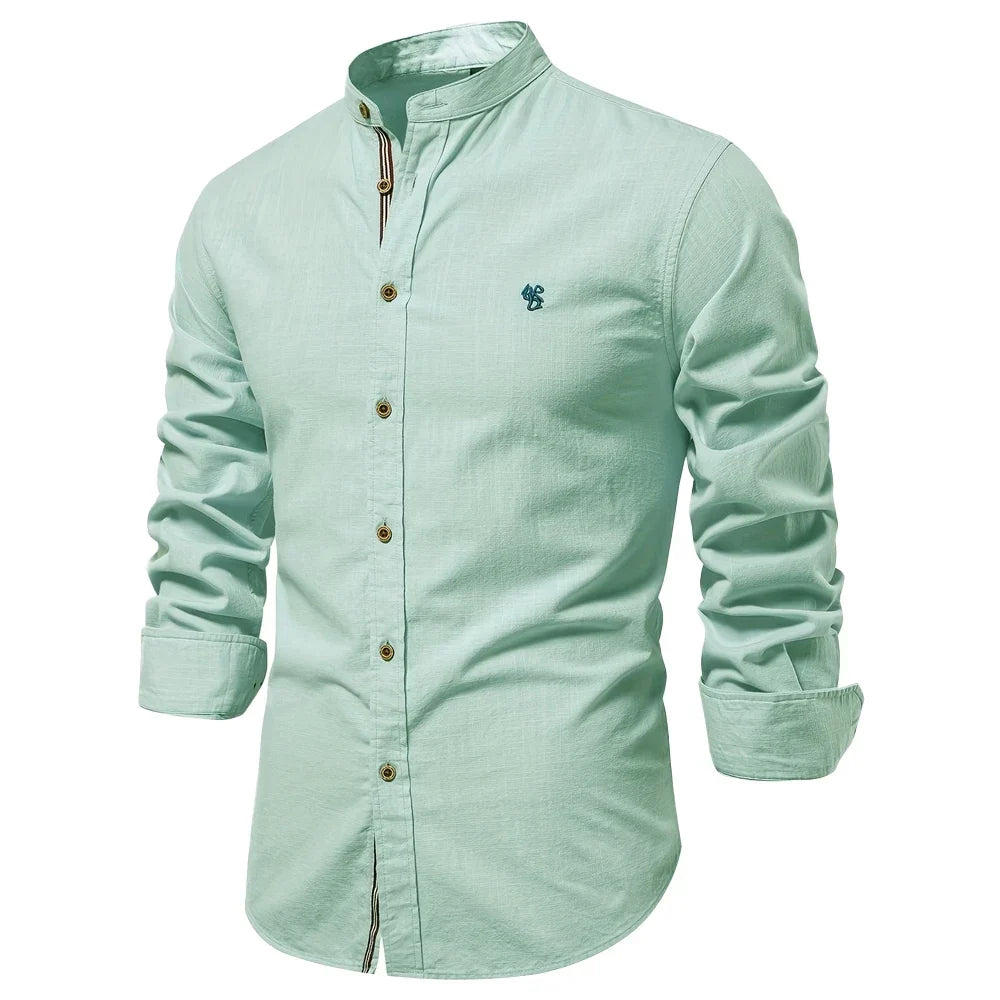 Cotton Long Sleeve Shirt for Men - Solid color Casual Wear, High Quality
