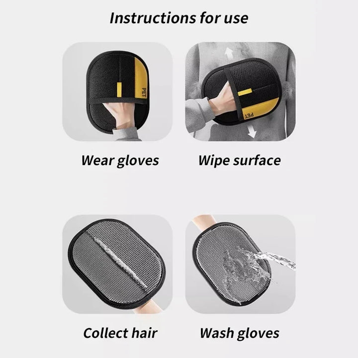 Double-Sided Pet Grooming Glove – Removes Hair from Furniture and Coat, Cats and Dogs