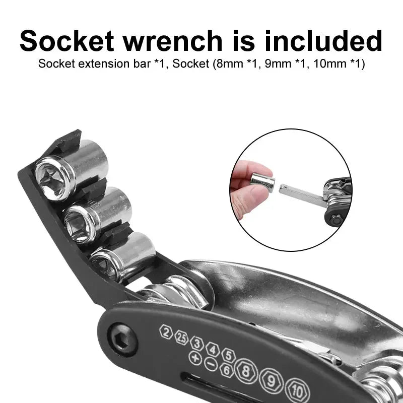 Home Tools Bicycle Repair Multi Tool Kit with Screwdriver, Tire Levers &amp; Wrenches