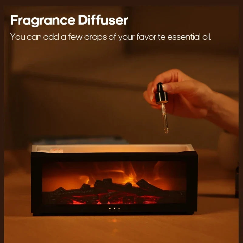 Creative Fireplace Air Humidifier Diffuser with LED Light Remote Control for Home Gift
