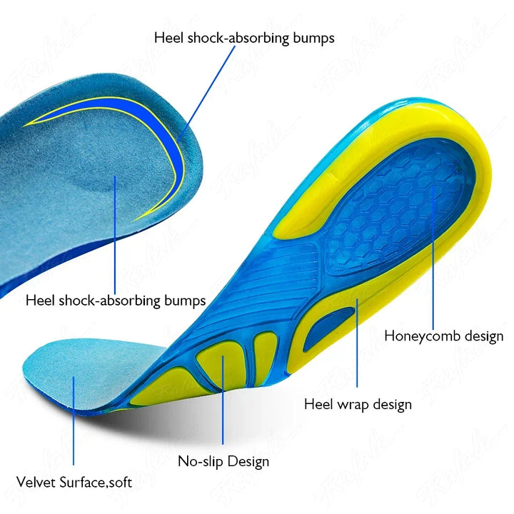 Gel Non Slip Shoe Insoles Silicone Massaging Orthotic Plantar Fascia Insole