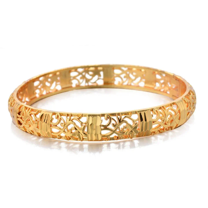 Gold color Bangle Openwork Wedding Bracelet Dubai Style