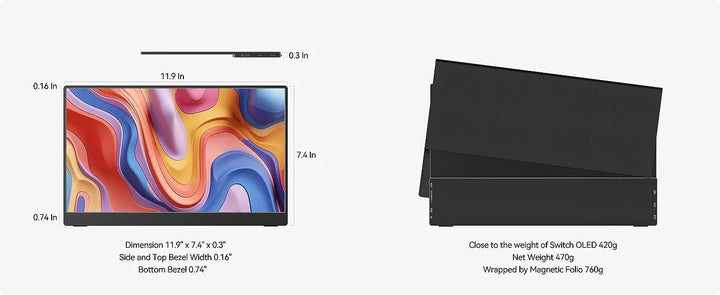 OLED 13.3 Inch Portable Monitor 1ms HDR 100 Percent DCI P3