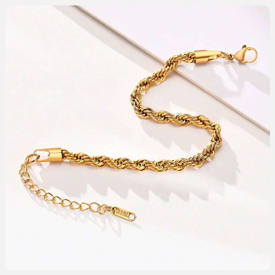 Stainless Steel Rope Chain Bracelet Twisted Singapore