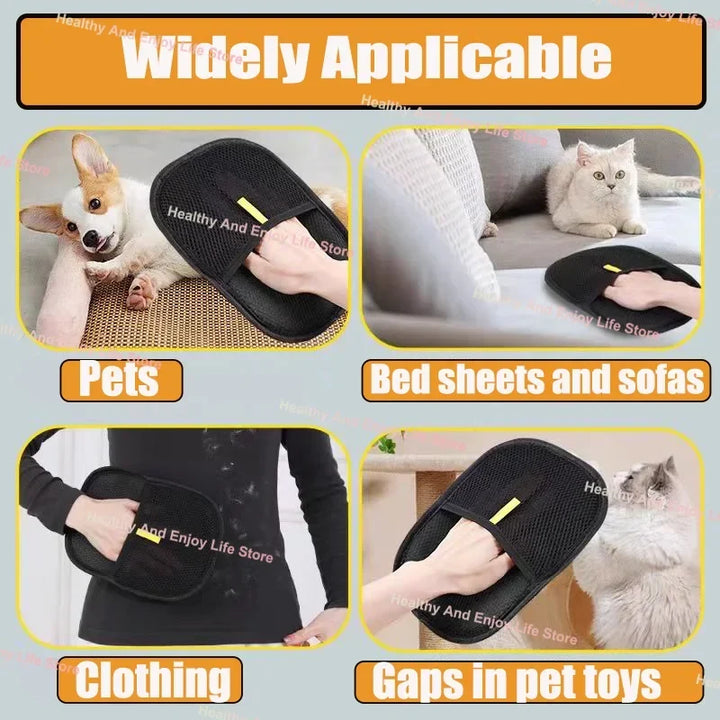 Double-Sided Pet Grooming Glove – Removes Hair from Furniture and Coat, Cats and Dogs