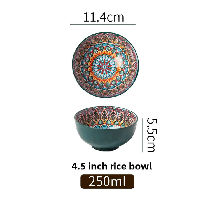Bohemian Ceramic Rice Bowl Retro Noodle Bowl Kitchen Gift
