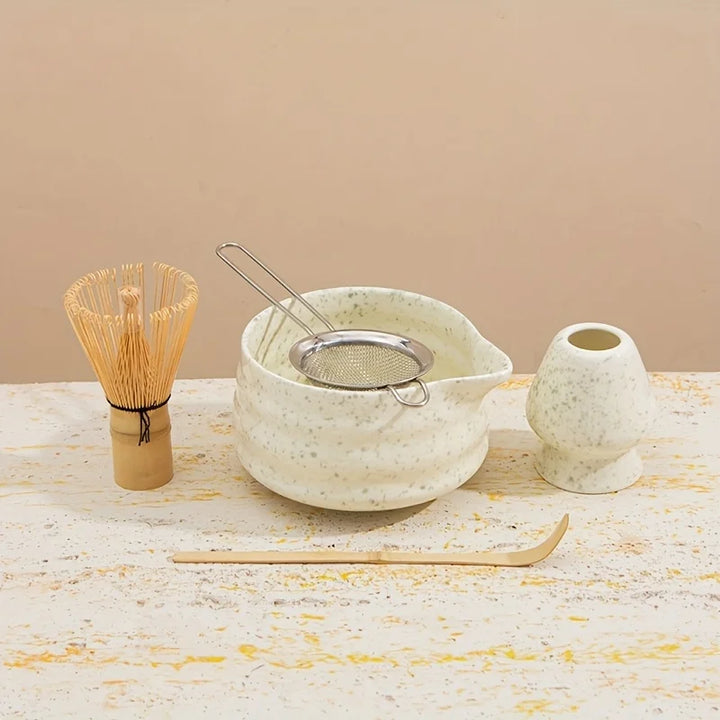 Matcha Set Spotted Green Ceramic 5Pc Japanese Tea Gift