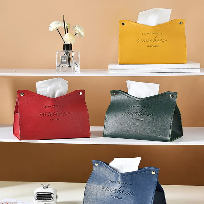 Leather Tissue Box - Nordic Car &amp; Home Decor, Large Storage Napkin Holder
