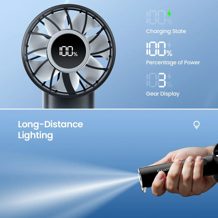 Portable Mini Fan Handheld Fan with LED Display 3 Speeds