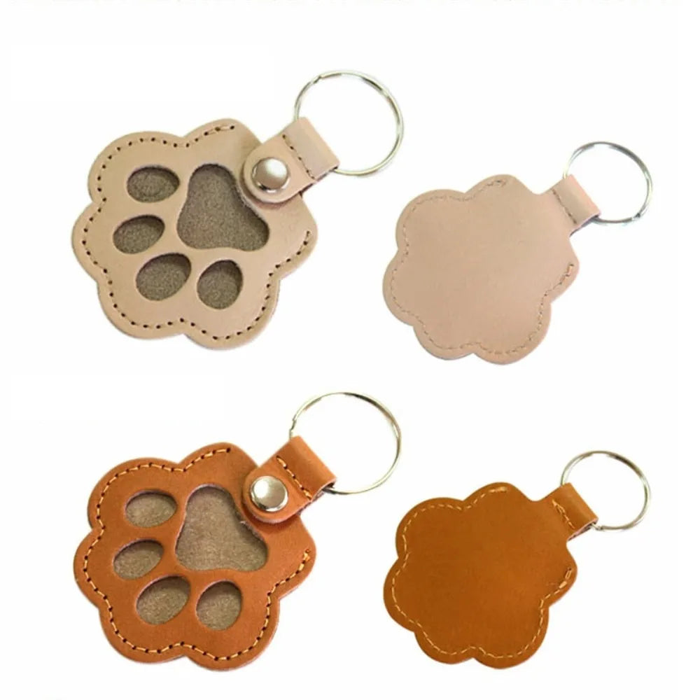 Pet Hair Keychain Paw Pendant PU Leather Hair Holder